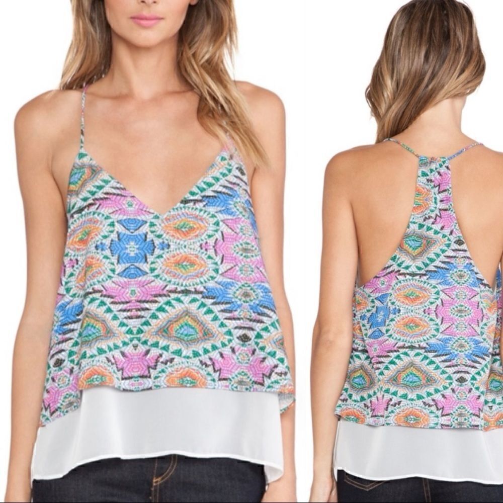 Lovers + Friends Poppy Racerback Tank – Multicolor Aztec Print, Size S - Picture 3 of 10